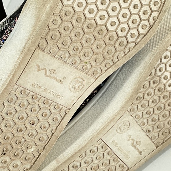 Nina Size 13 Kids Yuti Star High Top Sneakers Silver Black Glitter Lace Up Zip - Picture 16 of 16